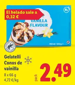 Lidl Gelatelli Conos de vainilla oferta