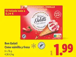 Lidl BON GELATI Cono vainilla y fresa oferta