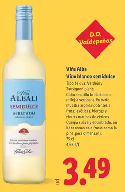 Lidl Viña Alba Vino blanco semidulce oferta