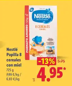 Lidl NESTLE Papilla 8 cereales con miel oferta