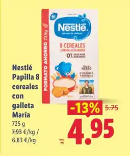 Lidl NESTLE Papilla 8 cereales con galleta María oferta