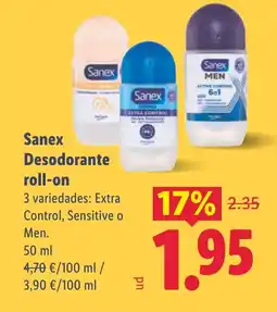 Lidl SANEX Desodorante roll-on oferta