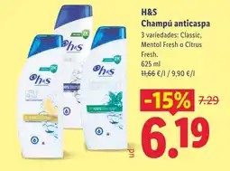 Lidl H&S Champú anticaspa oferta