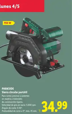 Lidl PARKSIDE Sierra circular portátil oferta