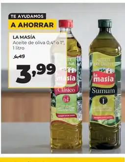 Alimerka LA MASÍA Aceite de oliva 0,4° o 1° oferta