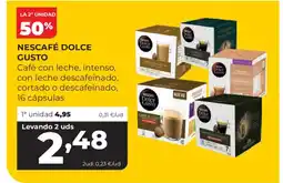 Alimerka NESCAFÉ DOLCE GUSTO Café con leche, intenso, con leche descafeinado, cortado o descafeinado, 16 cápsulas oferta