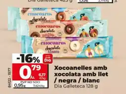 Dia DIA GALLETECA Xocoanelles amb xocolata amb llet / negra / blanc oferta