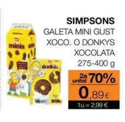 Plusfresc SIMPSONS Galeta mini gust xoco. o donkys xocolata oferta