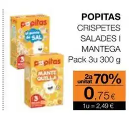 Plusfresc POPITAS Crispetes salades i mantega oferta