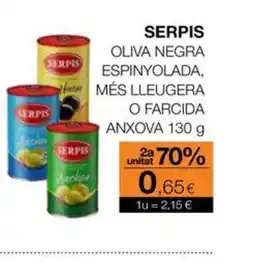 Plusfresc SERPIS Oliva negra espinyolada, més lleugera o farcida anxova oferta