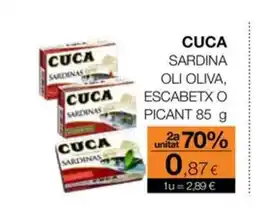 Plusfresc CUCA Sardina oli oliva, escabetx o picant oferta