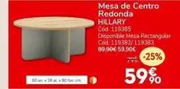 Conforama HILLARY Mesa de Centro Redonda oferta