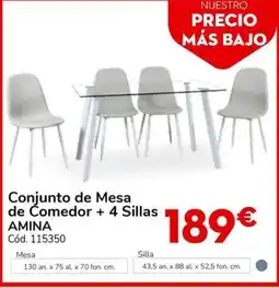 Conforama AMINA Conjunto de Mesa de Comedor + 4 Sillas oferta