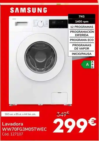 Conforama SAMSUNG Lavadora ww70FG3M05TWEC oferta