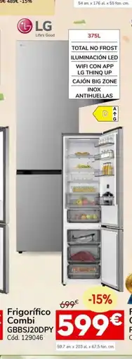 Conforama LG Frigorífico Combi GBBSJ20DPY oferta