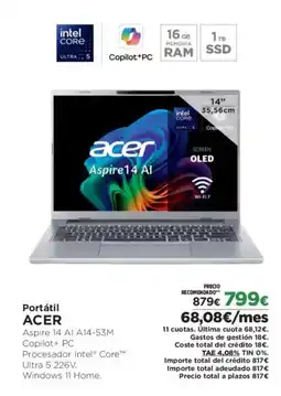 El Corte Inglés ACER Portátil oferta