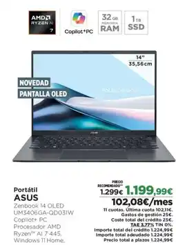 El Corte Inglés ASUS Portátil oferta