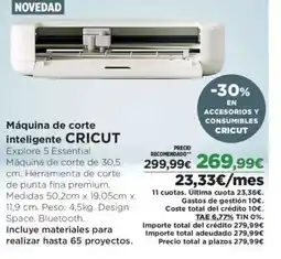 El Corte Inglés CRICUT Máquina de corte inteligente oferta