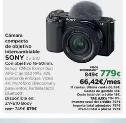 El Corte Inglés SONY Cámara compacta de objetivo intercambiable oferta