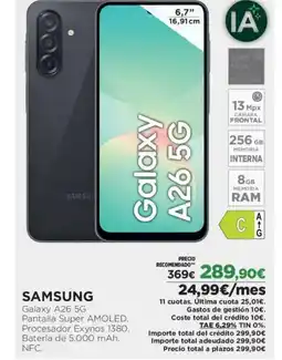 El Corte Inglés SAMSUNG Galaxy A26 5G oferta