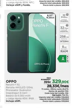 El Corte Inglés OPPO Reno14 F5G oferta