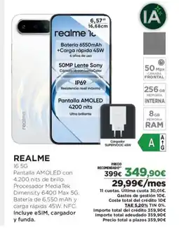 El Corte Inglés REALME 16 5G oferta