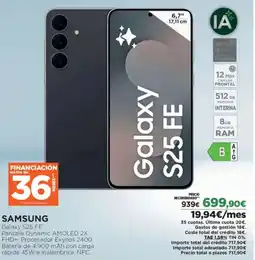 El Corte Inglés SAMSUNG Galaxy S25 FE oferta