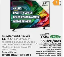 El Corte Inglés LG 65" Televisor Qned MiniLED oferta