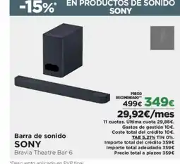 El Corte Inglés SONY Barra de sonido oferta