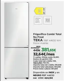 El Corte Inglés TEKA Frigorífico Combi Total No Frost oferta