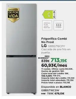 El Corte Inglés LG Frigorífico Combi No Frost GBBS716CPY oferta