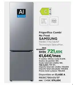 El Corte Inglés SAMSUNG Frigorífico Combi No RB38C776CS9/EF oferta
