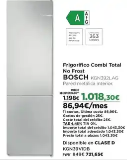 El Corte Inglés BOSCH Frigorífico Combi Total No Frost KGN392LAG oferta