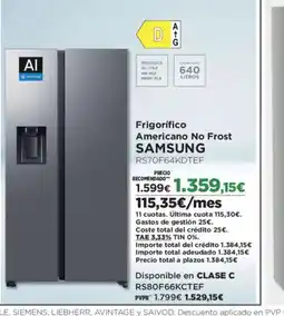 El Corte Inglés SAMSUNG Frigorífico Americano No Frost RS70F64KDTEF oferta