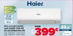 Carrefour HAIER Aire acondicionado split TIDE-RE 35 AS35RBAHRA-RE oferta