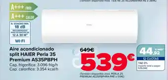HAIER Aire acondicionado split Perla 35 Premium AS35PBPH