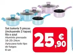 Supeco Set batería 5 piezas (incluyendo 2 tapas) lila o azul oferta