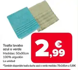 Supeco Toalla lavabo azul o verde oferta