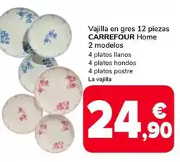 Supeco CARREFOUR Vajilla en gres 12 piezas Home oferta