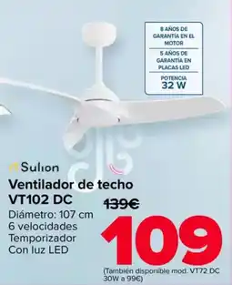 Carrefour SULION Ventilador de techo VT102 DC oferta