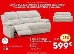 Conforama Sofa 3 plazas 3 asientos relax oferta