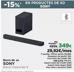 El Corte Inglés Sony - barra de so oferta