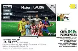 El Corte Inglés Haier - televisor miniled 75 h75m80flux oferta