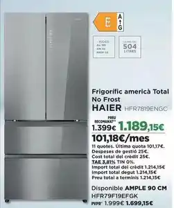 El Corte Inglés Haier - frigorific america total no frost oferta