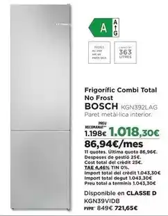 El Corte Inglés Bosch - frigorífico combi total no frost oferta