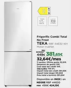 El Corte Inglés Teka - frigorific combi total no frost oferta