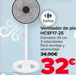 Carrefour Carrefour home - ventilador de pie hcsf17-25 oferta