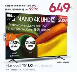 Tien 21 Lg - nanocell 75 75nu850b6la oferta