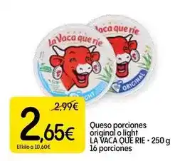 Dialprix La vaca que ríe - queso porciones original o light oferta