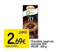 Dialprix Valor - chocolate negro sin azucares 70% oferta